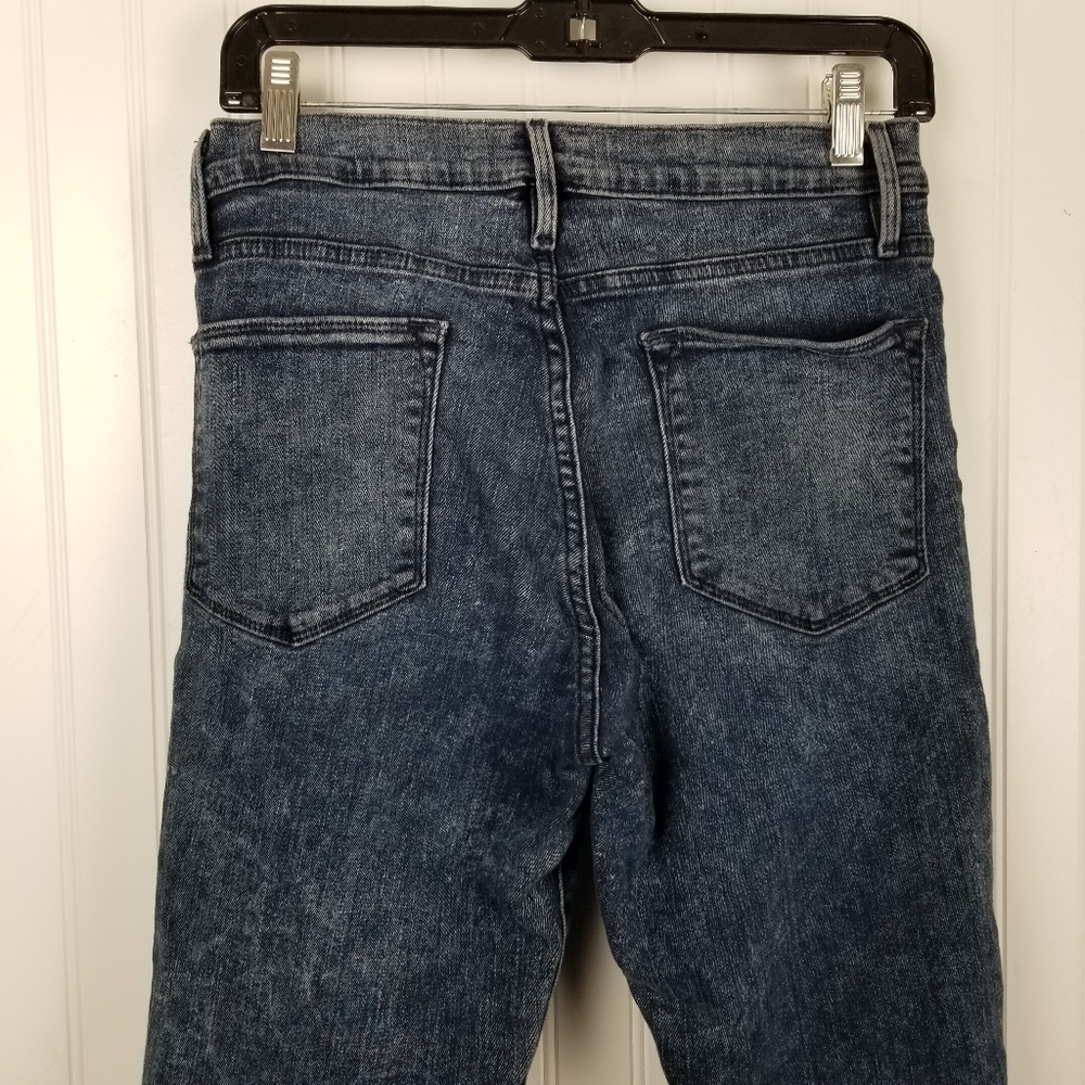 Frame Jeans le High skinny Raw Edge Beat Size 30 Ankle Stretch Cropped Dark Wash - Picture 4 of 12